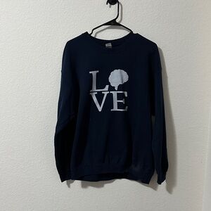 Gildan Navy Blue Crewneck Sweater with Love Design